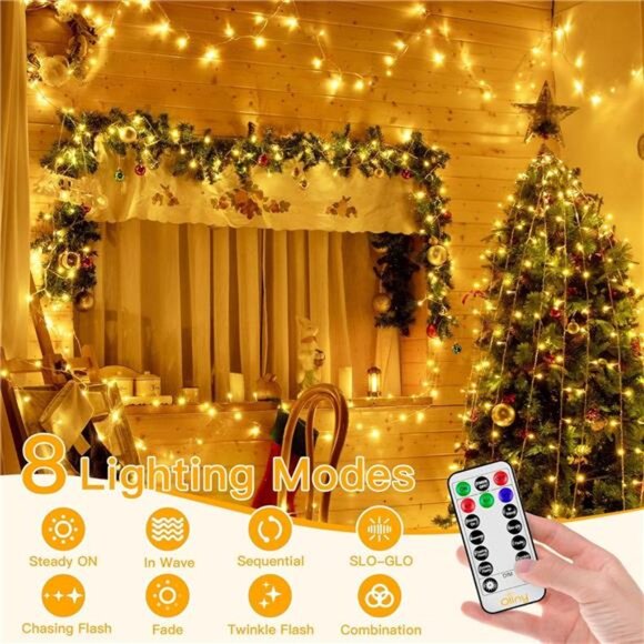 Outdoor Christmas Lights 328FT 1000LED Fairy Lights Warm White Remote Timer - Picture 3 of 7